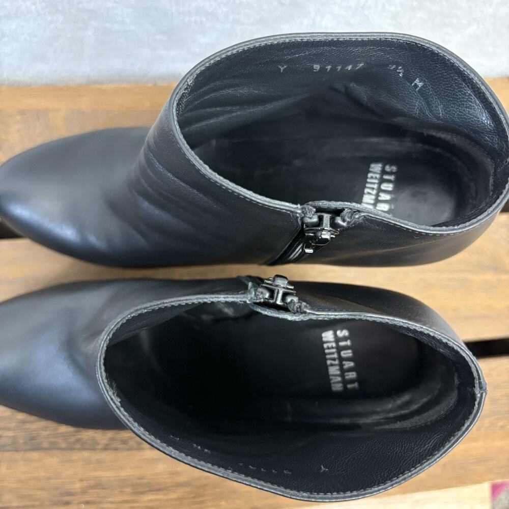 Stuart Weitzman Ankle Boots Napa Leather Black Platform Stiletto Booties 9.5M - Picture 9 of 14